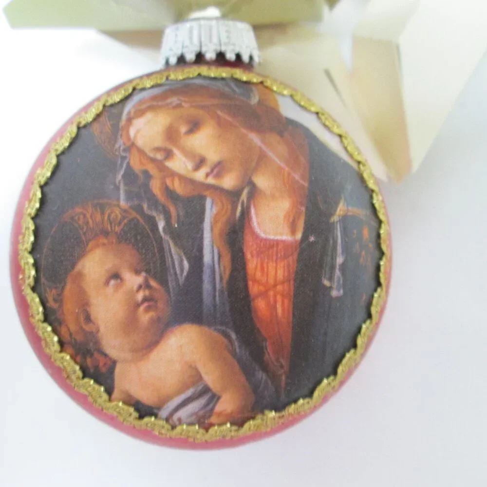 Kurt Adler Mother Mary w/ Baby Jesus glass Vintage Christmas Ornament 1977